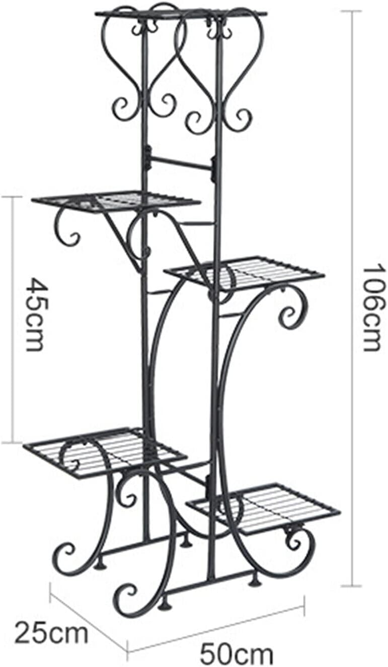 Soporte de esquina de metal de múltiples capas, soporte para plantas de 5 niveles, estante de hierro para decoración de macetas, estante de hierro