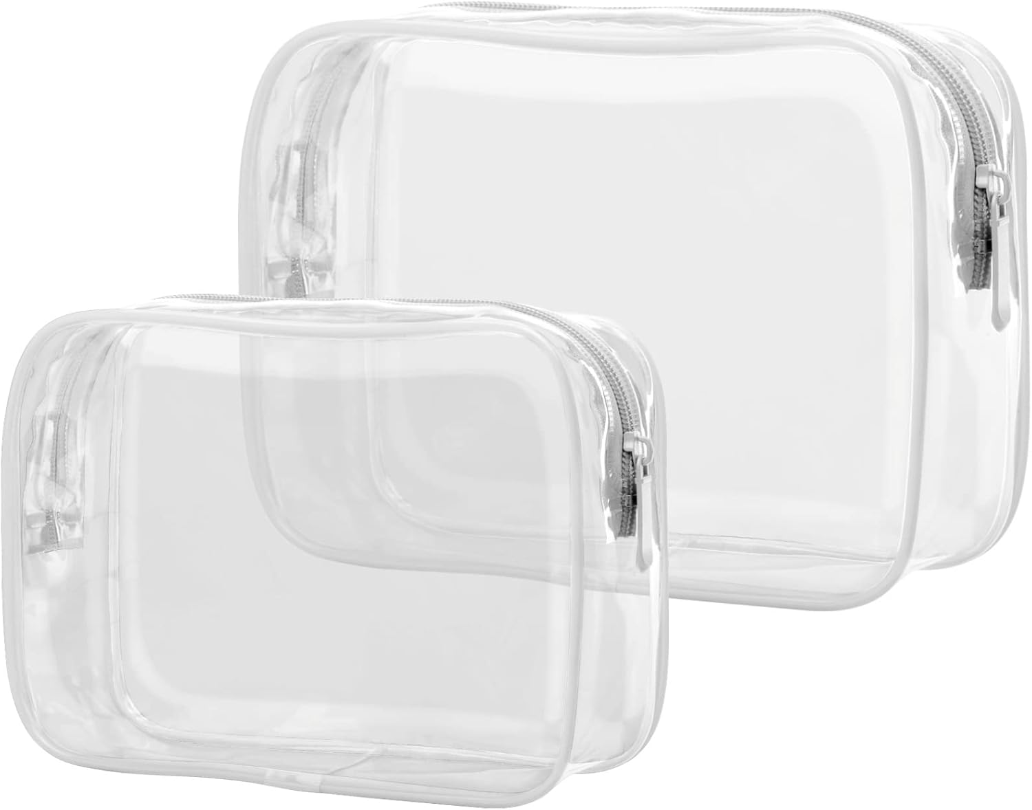PACKISM Paquete de 2 bolsas de aseo aprobadas por la TSA y bolsa transparente aprobada por el estadio, venta de paquetes, 1 mediano, 1 grande blanco