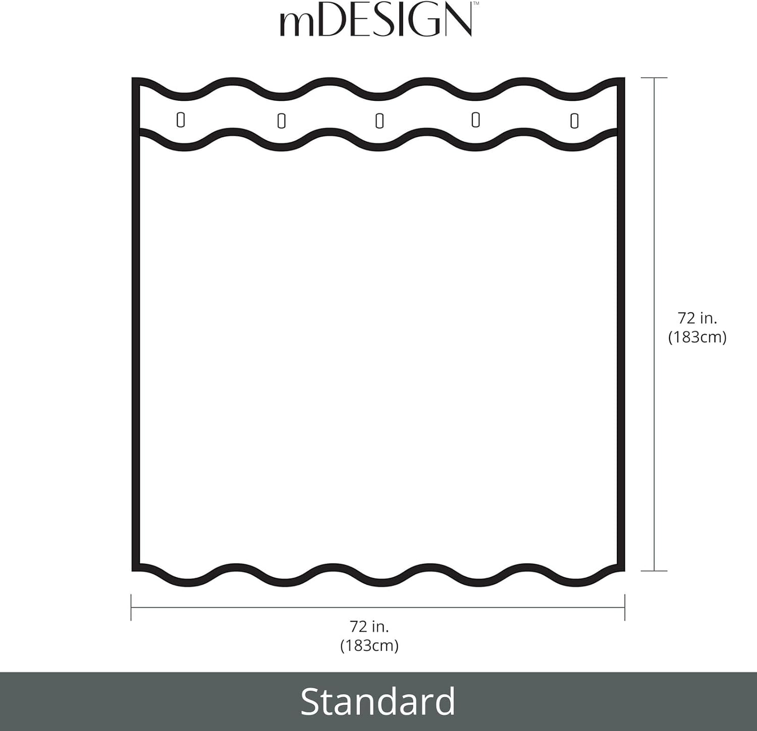 mDesign Cortina de ducha moderna con estampado geométrico de tela de poliéster con ojales reforzados para baño principal y de invitados, lavable a