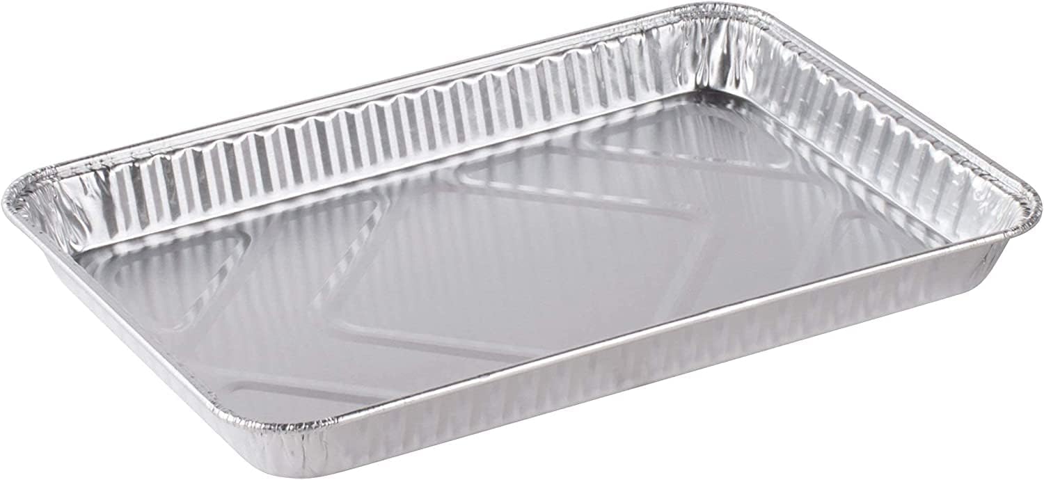 Sartenes desechables de aluminio de tamaño completo para hornear galletas  Bandeja antiadherente duradera y reutilizable con tapas de cúpula.  10