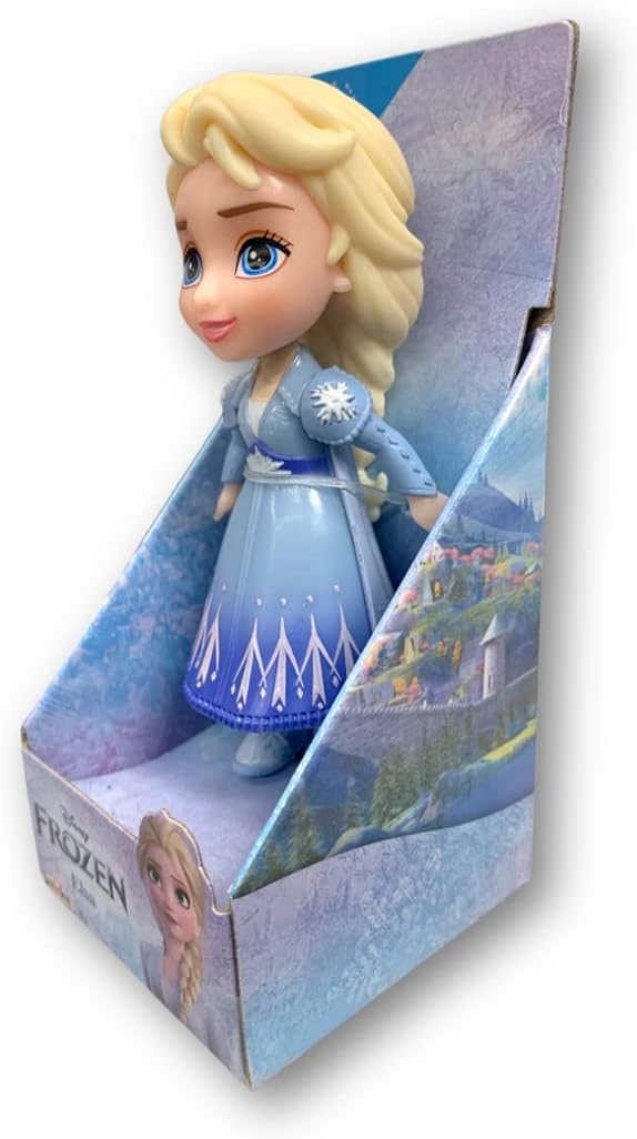 Amarina Empaquetado en caja transparente para regalo, mini muñeca de 3.5 pulgadas, a elegir entre los 14 personajes de Frozen de estilo (azul ELSA)