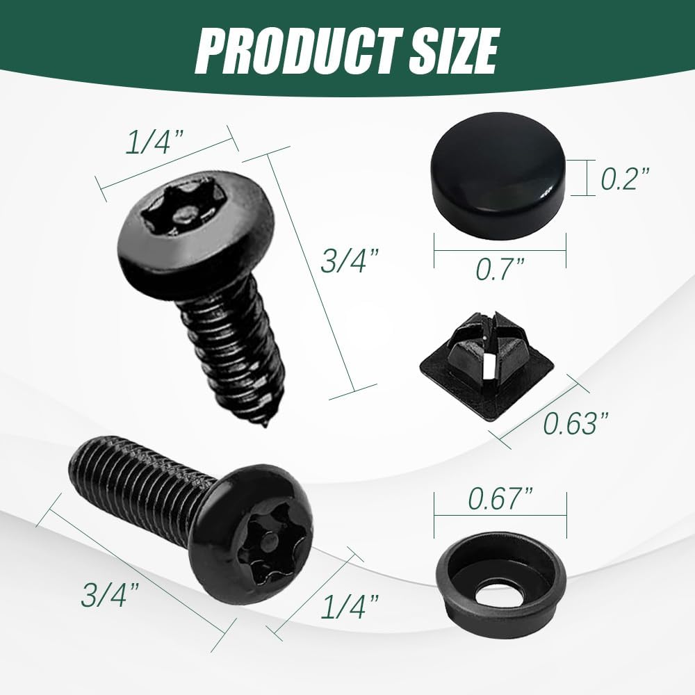 Kit de tornillos antirrobo para matrícula, kit de placa de matrícula resistente a manipulaciones, tornillos de seguridad de 14 pulgadas (M6), kit de