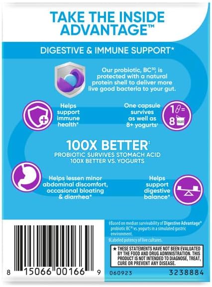 Digestive Advantage probiótico diario, 30 cápsulas (Paquete de 3)