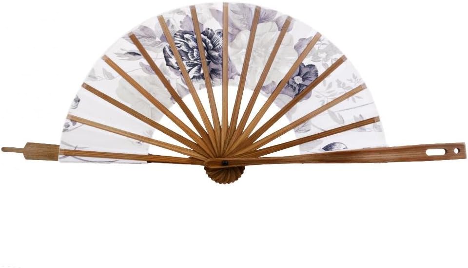 Abanico japonés Art Deco redondo de tela de seda de bambú ventilador plegable mano para mujeres boda fiesta decoración del hogar blanco