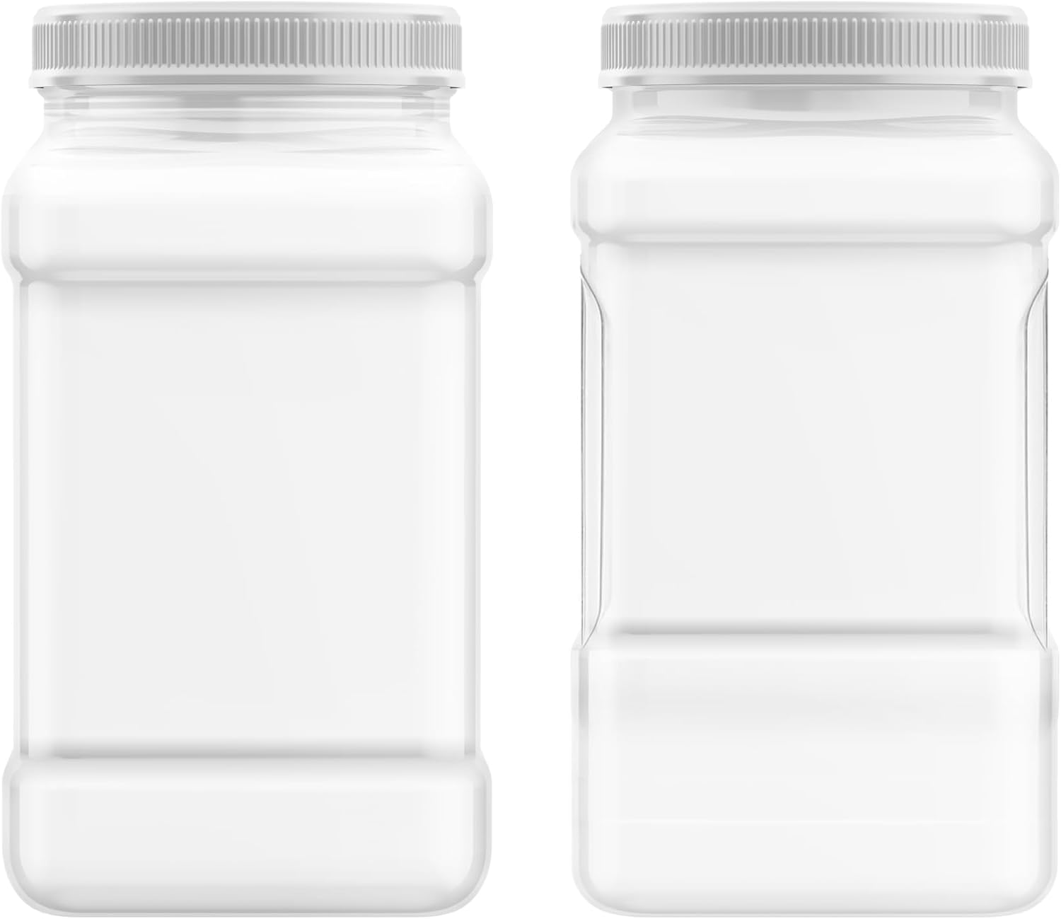 Mountain West Company – Tarro cuadrado transparente con mango de pellizco, paquete de 2, recipiente de almacenamiento de plástico, ideal para