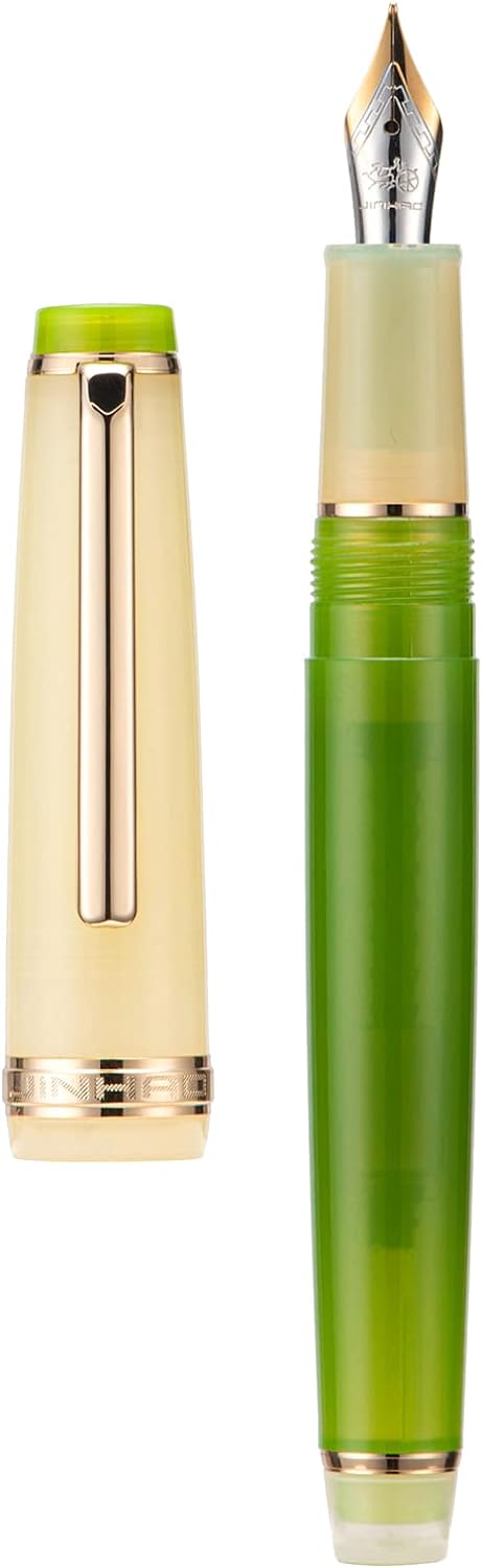 3 Jinhao 82 Pluma estilográfica transparente mixta Morandi Color acrílico punta fina oro Trim con convertidor Set