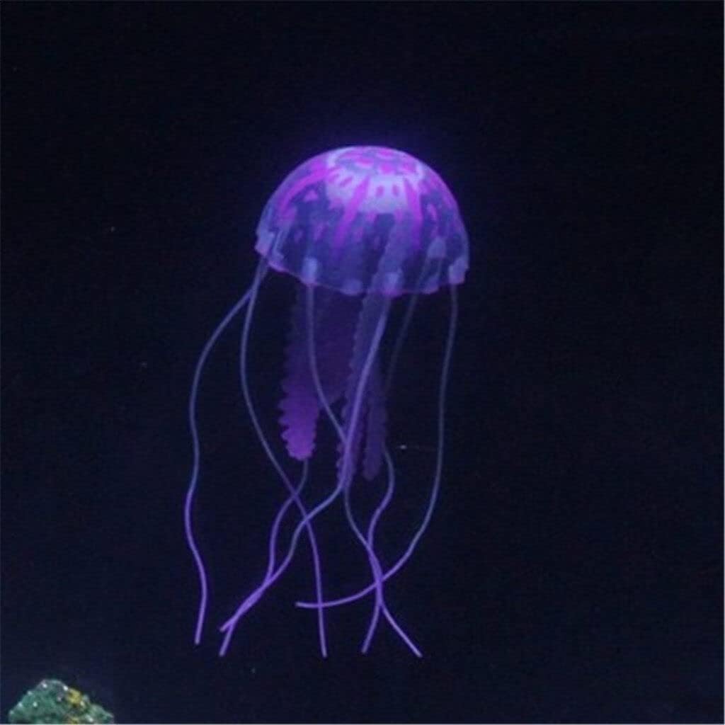 Htppzjr Medusa artificial púrpura brillante adecuada para pecera, decoración de acuario, adornos populares, decoración de acuario