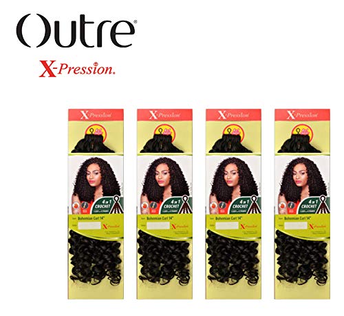Outre X-Pression – Trenzas de ganchillo de pelo sintético 4 en 1, rizo bohemio de 14 pulgadas (paquete de 4, 2)