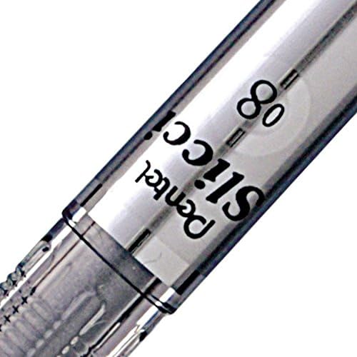 Pentel Arts Slicci (BG208-Z), punta de aguja de 0.031 in, bolígrafo de gel mediano, tinta metálica plateada (BG208-Z), paquete de 12