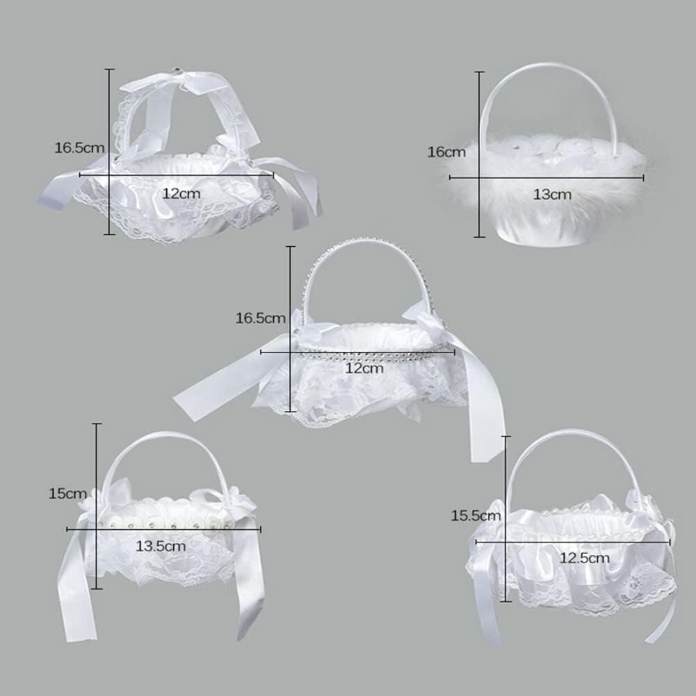 ikasus 2 cestas para niña de flores, cesta de flores de boda, cesta de boda de encaje rústico occidental, cesta de pétalos románticos dulces, cesta