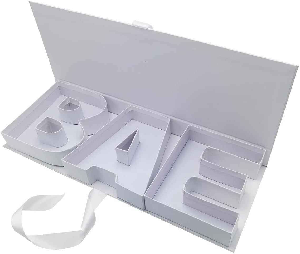 WENPACK BAE bebé vacío cartón en forma de letra de papel rellenable maché chocolate fresa flor embalaje (BAEWHITE)