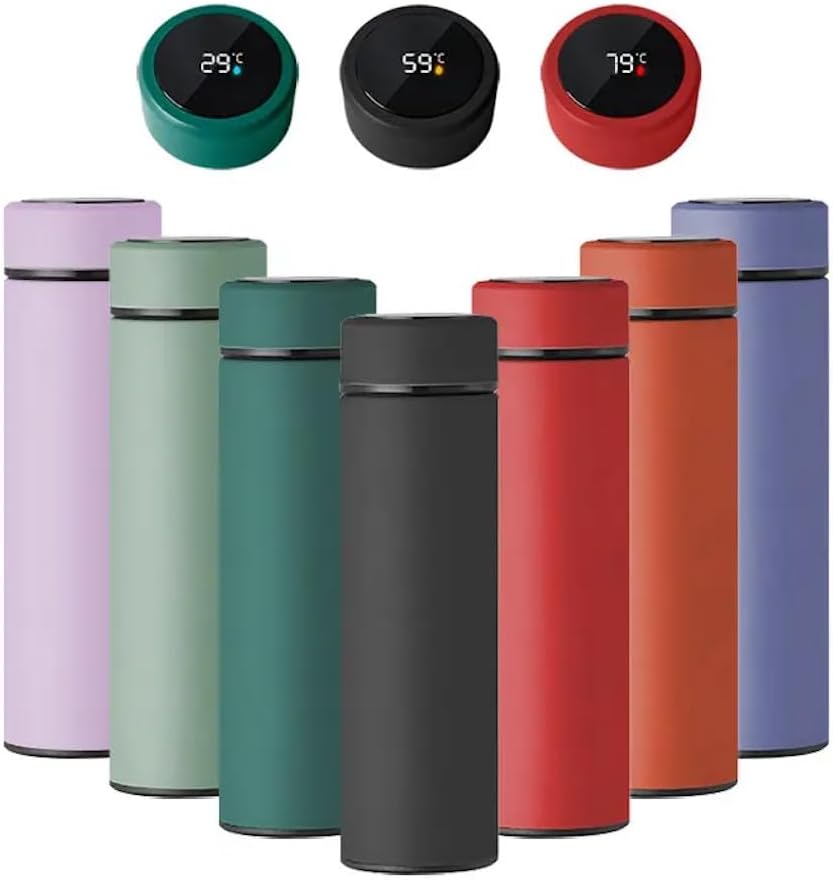 Smart Drinkware – Termo al vacío de acero inoxidable, termo digital con pantalla LED, temperatura inteligente, botella de agua (rosa)