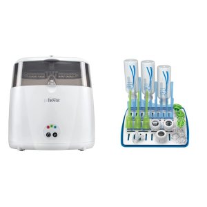 Dr. Brown’s Esterilizador eléctrico de lujo para biberones y otros artículos esenciales para bebés y estante de secado plegable Dr. Brown’s para un Dr. Brown’s Esterilizador eléctrico de lujo para biberones y otros artículos esenciales para bebés y estante de secado plegable Dr. Brown’s para un