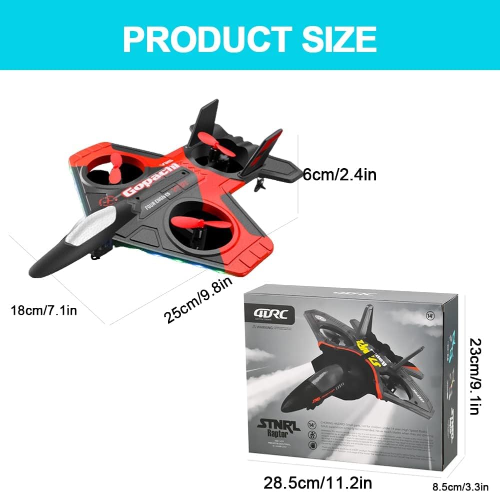 V25 Jet Fighter Stunt – Avión RC con control remoto de giro de 360 y luz, 4D RC 2.4Ghz Foam RC Aviones RC Helicóptero Quadcopter, avión planeador