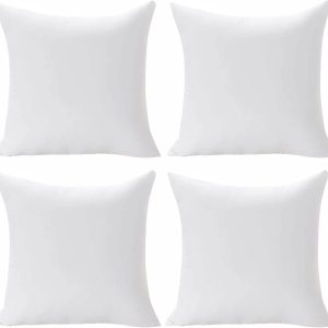 Hannah Linen Juego de 4 almohadas de 14 x 14 pulgadas, almohadas para sofá y cama, almohadas cuadradas suaves y cómodas, cojín decorativo para Hannah Linen Juego de 4 almohadas de 14 x 14 pulgadas, almohadas para sofá y cama, almohadas cuadradas suaves y cómodas, cojín decorativo para