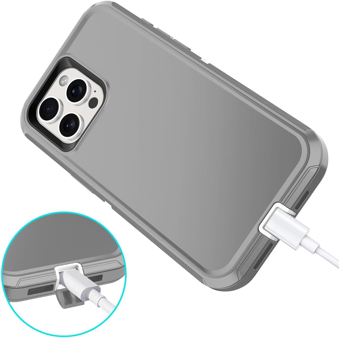 I-HONVA Funda para iPhone 15 Pro Max, a prueba de golpes, a prueba de polvo y caídas, protección de cuerpo completo de 3 capas sin protector de
