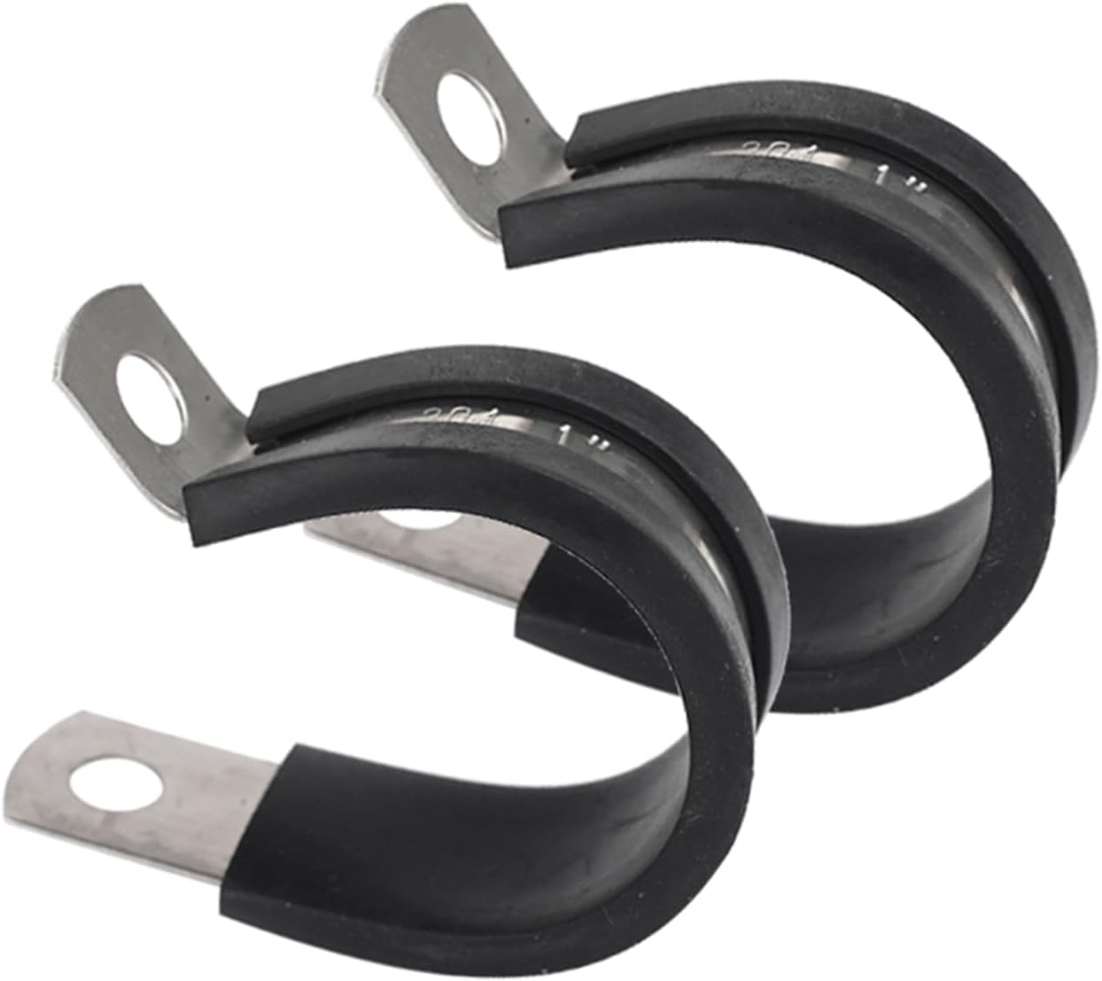 15 abrazaderas de cable de acero inoxidable de 1 pulgada, abrazadera aislada acolchada de goma, abrazadera aislada, abrazadera de metal, abrazadera