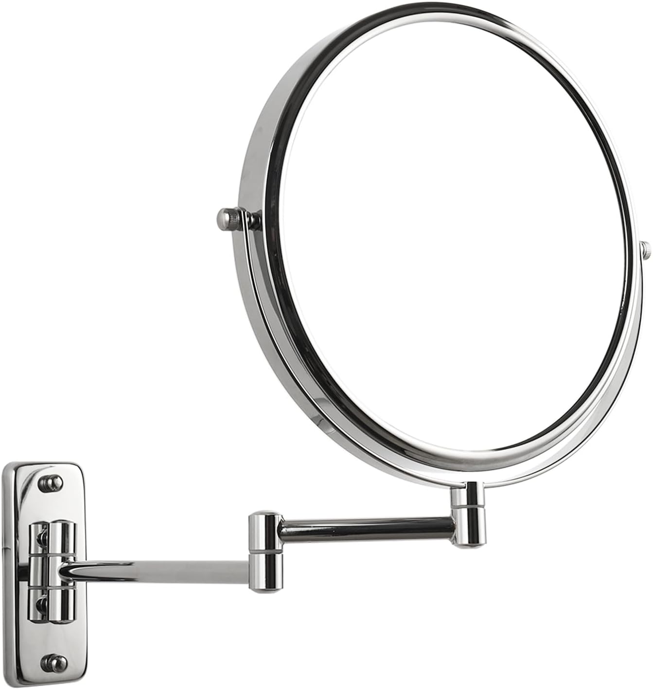 Espejo de aumento de montaje en pared de 8 pulgadas, espejo de maquillaje de doble cara 1X10X, espejo extensible giratorio 360 para baño, cromado