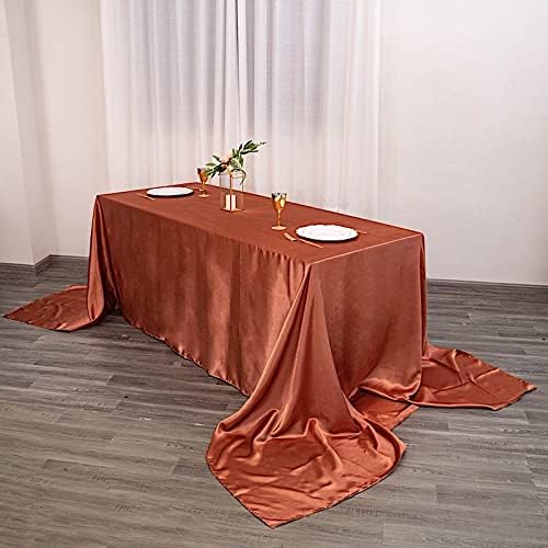 BalsaCircle Tablecloths Mantel rectangular de satén color terracota de 90 x 156 pulgadas, para mesa de boda, fiesta, recepción, eventos, cocina,