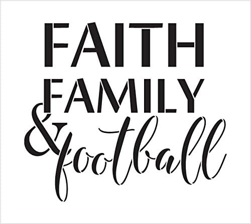 StudioR12 – Plantilla de familia y fútbol de Faith  Plantilla Mylar reutilizable  Deportes de otoño  Uso para pintar letreros de madera  Paletas de