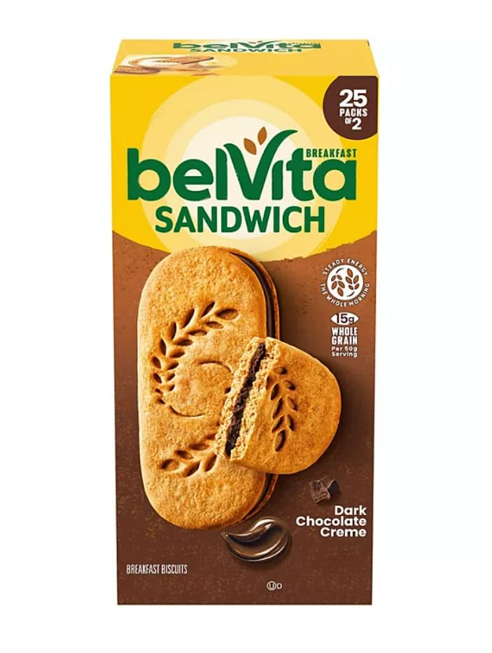 BelVita – Galletas de desayuno con crema de chocolate oscuro (25 unidades)