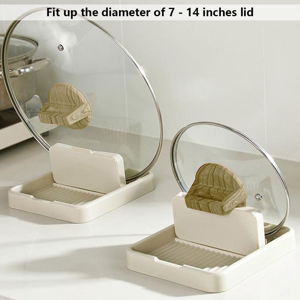 Paquete de 1 soporte de cuchara con soporte de tapa para múltiples utensilios, soporte para utensilios y soporte para cuchara para encimera de