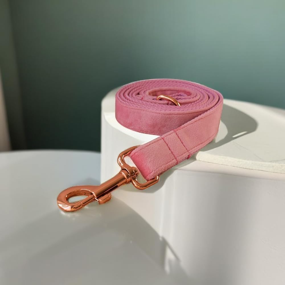 Juego de collar y correa de terciopelo para perro, collar y correa de perro suaves y cómodos, collares ajustables con hebilla de metal resistente