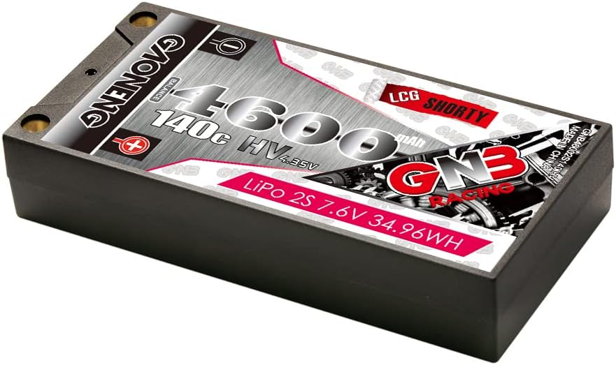 GAONENG HV GNB 4600MAH 2S 7.6V 140C 0.197 in Bullet Hard Case LCG Shorty Thin Super Shorty Hard Case RC LiPo Batería RC Coche 112 110