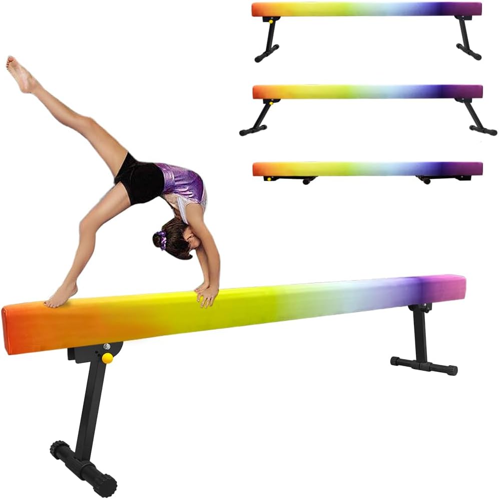 Viga de equilibrio de gimnasia ajustable y plegable, haz de gimnasia de nivel alto y bajo de 6 pies, no requiere herramientas, equipo de gimnasio