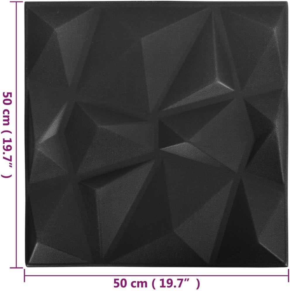 CHARMMA Paneles de pared 3D 24 piezas 19.7″x19.7″ Diamante Negro 64.6 ft-3503