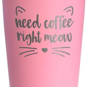 Bevvee Need Coffee Right Meow – Vaso de café aislado con tapa deslizante, taza aislada de acero inoxidable, regalos de café con temática de gatos, Bevvee Need Coffee Right Meow – Vaso de café aislado con tapa deslizante, taza aislada de acero inoxidable, regalos de café con temática de gatos,