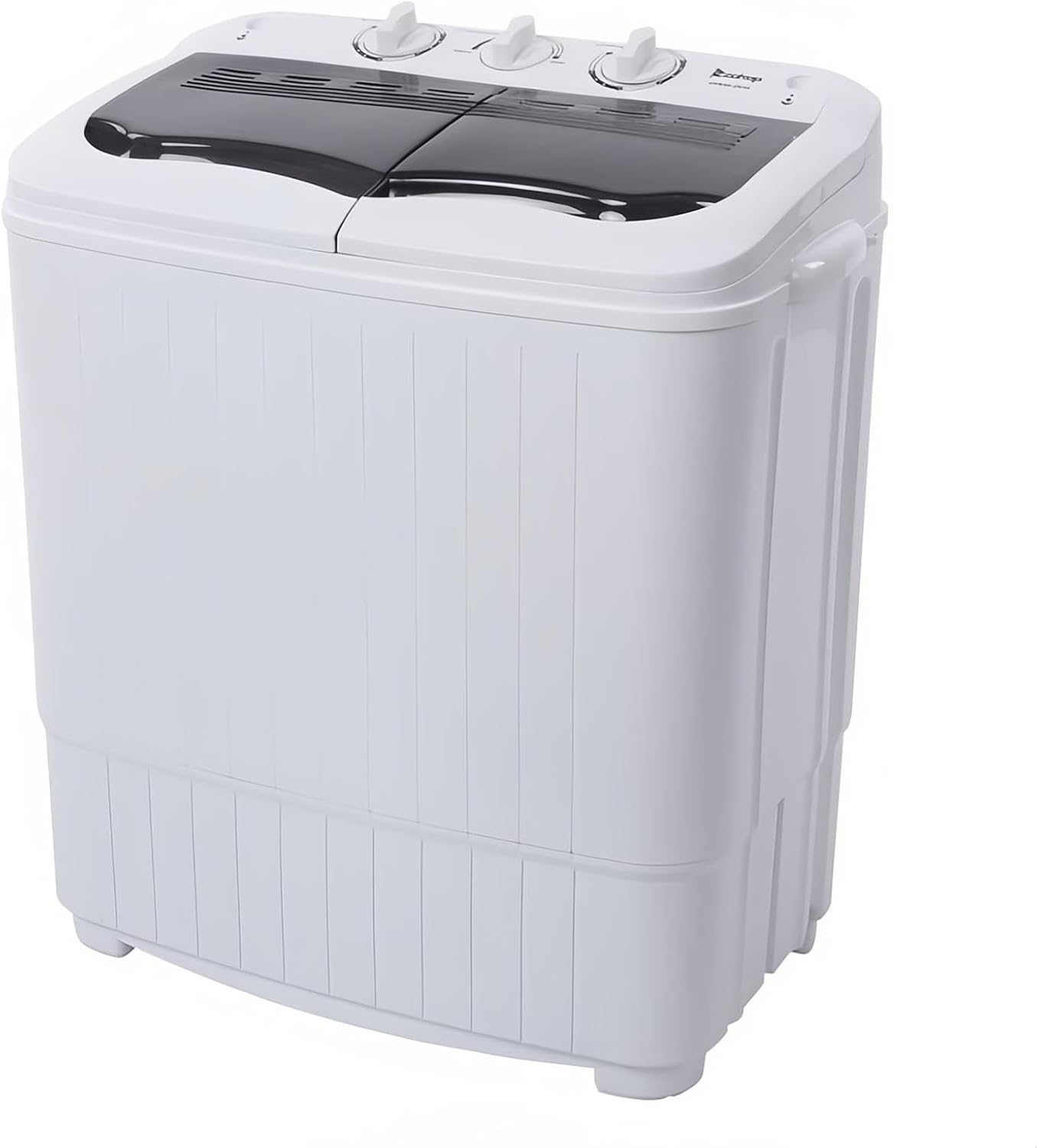 Lavadora portátil compacta con bomba de drenaje incorporada, 14.3 libras, cubierta gris, máquina de lavandería semiautomática para dormitorio de