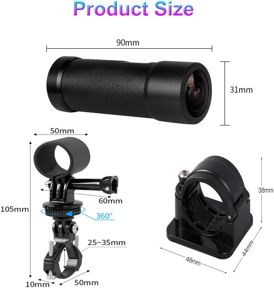 VSYSTO Cámara de bicicleta WiFi 2K con luz trasera de visualización de temperatura, visión nocturna súper gran angular de 170 SONYIMX335 lente