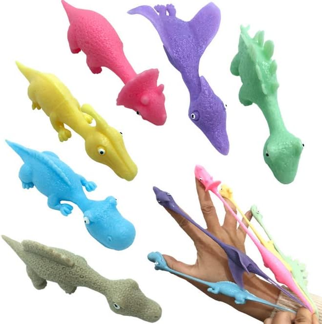 Veewon – 10 piezas de dinosaurio catapulta dedo estirable juguete de alivio de eyección de dedos para bromas de oficina