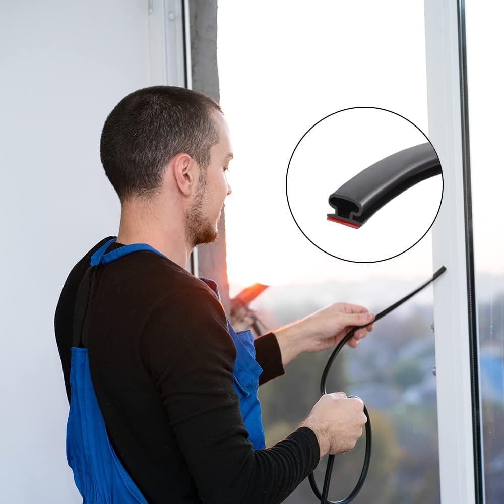 Tira de sellado en forma de D de 40 pies para puertasventanas, burlete adhesivo para puerta, tira de goma para sellar puerta, impermeable,