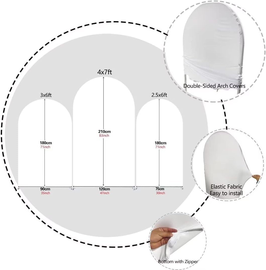 Fundas de telón de fondo de tela de arco para bodas, ondulaciones de color blanco, cubierta de panel arqueado, pancarta decorativa elástica para