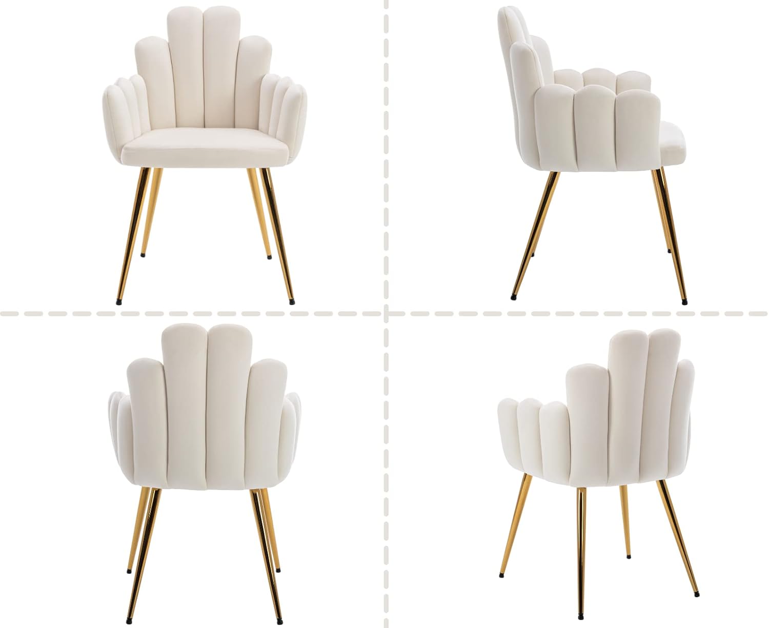 Lei Yu Shunzhi – Juego de 2 sillas de comedor modernas de terciopelo, sillas tapizadas con patas doradas, sillas de invitados, sillas auxiliares