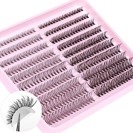 Kit de extensiones de pestañas esponjosas de visón, pestañas postizas largas rizadas en D, pestañas que parecen extensiones de Geeneiya