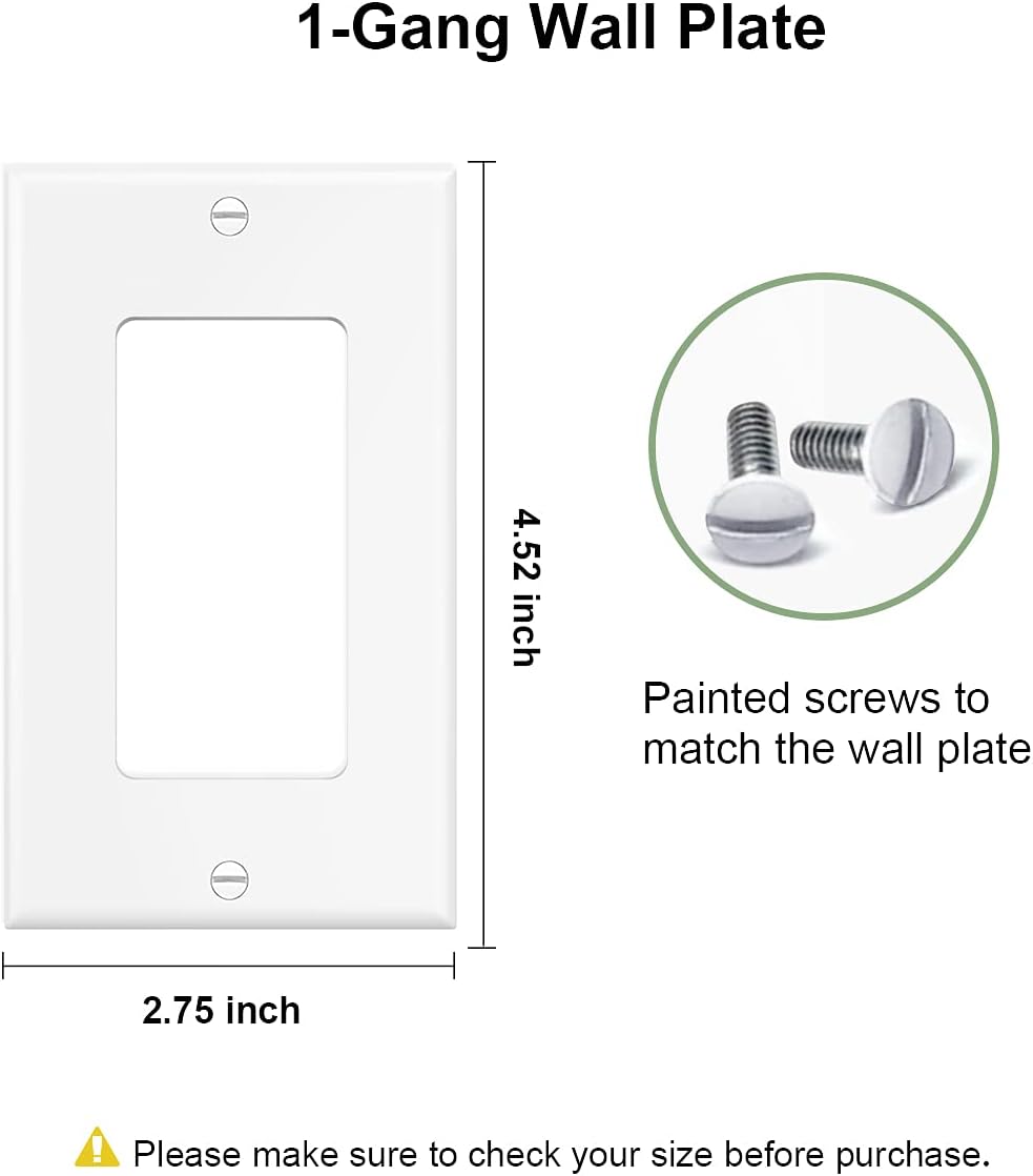 Placa decorativa de pared de 1 banda, cubierta de enchufe de receptáculo, para interruptores de luz, atenuadores, GFCI, receptáculo, salida USB,
