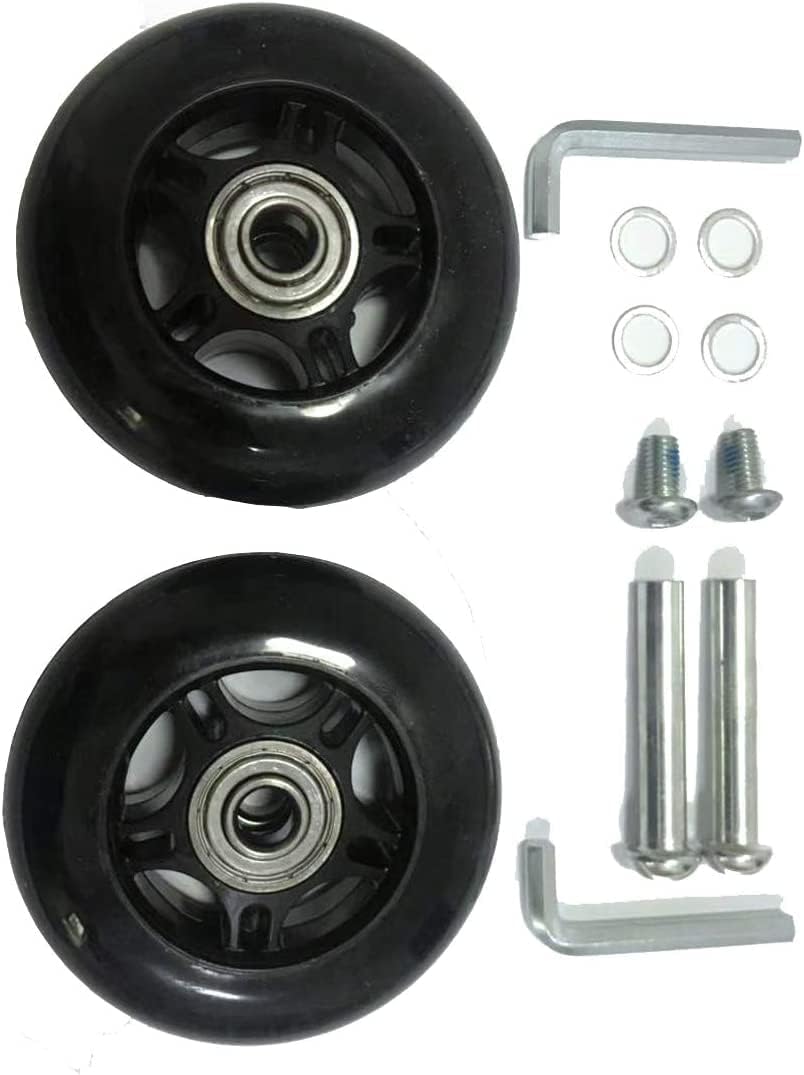 GSHFIGHTING – Juego de 2 ruedas negras de repuesto para maleta, 2.953 in x 0.945 in2.95 x 0.94 pulgadas, ejes de 1.772 in, ruedas de repuesto para