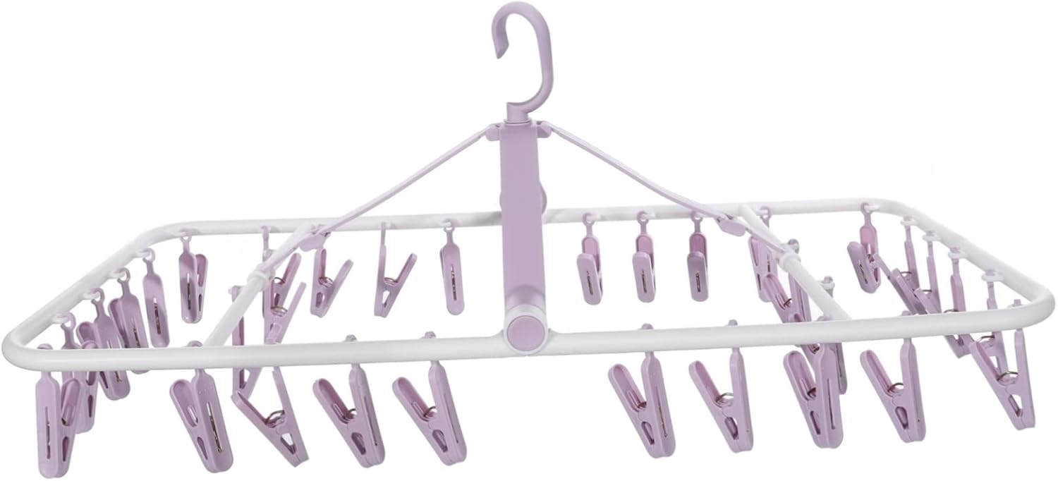 32 calcetines plegables para colgar calcetines con clip de secado, soporte de armario para lavandería, clip para colgar en la ropa, colgador de