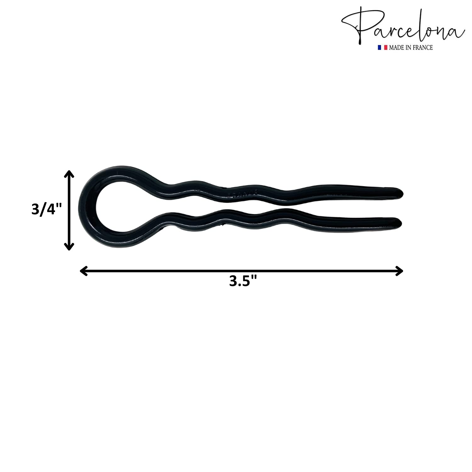 Parcelona French Sleek – Juego de 2 horquillas onduladas en forma de U de 3.5 pulgadas
