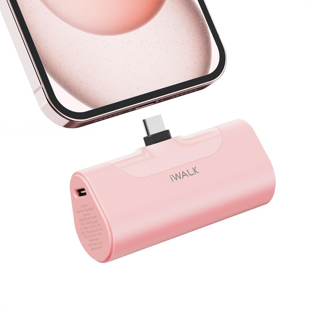 iWALK Cargador portátil pequeño de 4500 mAh 20 W, mini batería USB C de carga rápida compatible con iPhone 15, 15 Plus, 15 Pro, 15 Pro Max, iPad,