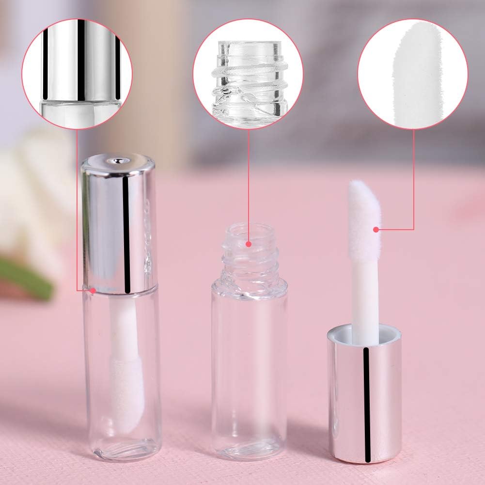 Kit de tubos de brillo de labios, paquete de 45 tubos de brillo de labios vacíos de 0.04 onzas líquidas, contenedores de mini bálsamo reutilizables