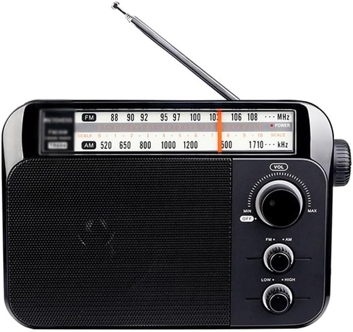 Radio AM FM portátil enchufe en transistor de radio alimentado por baterías 3 D o CA 220V para personas mayores y el hogar