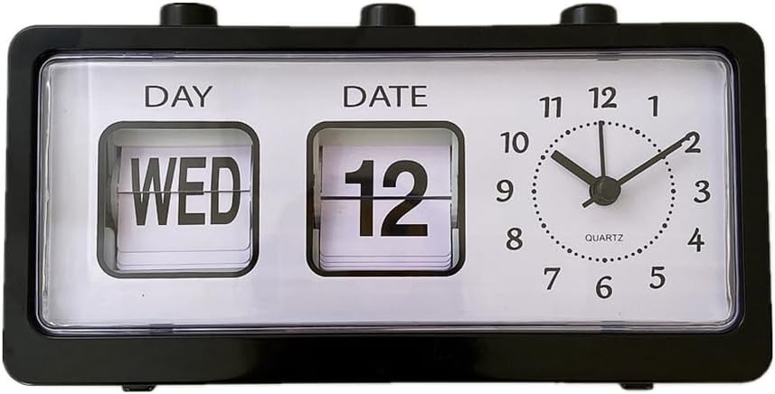 TAMOSH Reloj despertador mecánico novedoso reloj digital de escritorio con calendario, decoración del hogar, decoración retro, negro