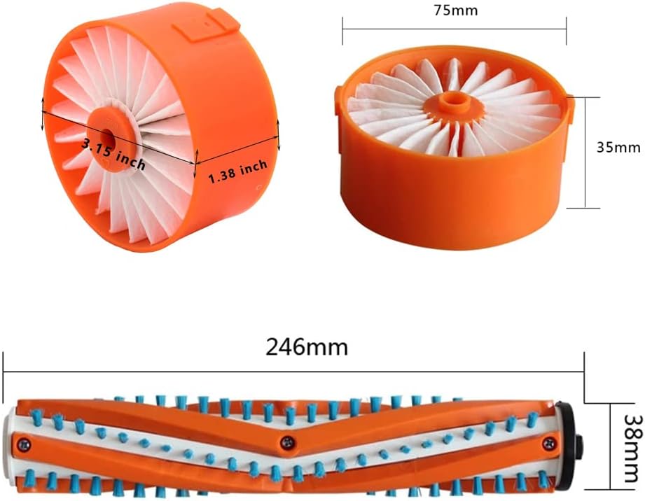 Paquete de 4 filtros y cepillo Mian para aspiradora inalámbrica Black+Decker POWERSERIES BSV2020G