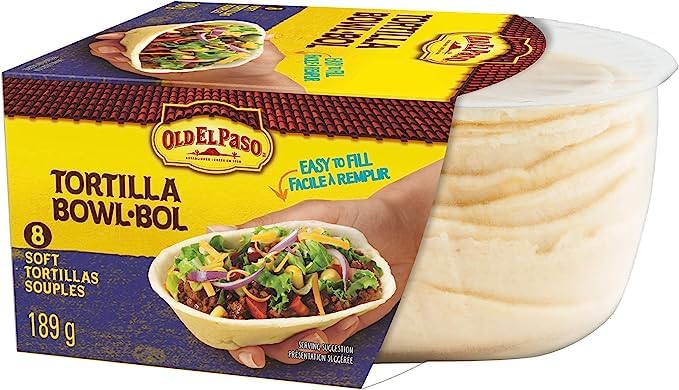Old El Paso Soft Tortilla Bowls, 8 cuencos, 189 g6.6 oz (paquete de 4) enviados desde Canadá