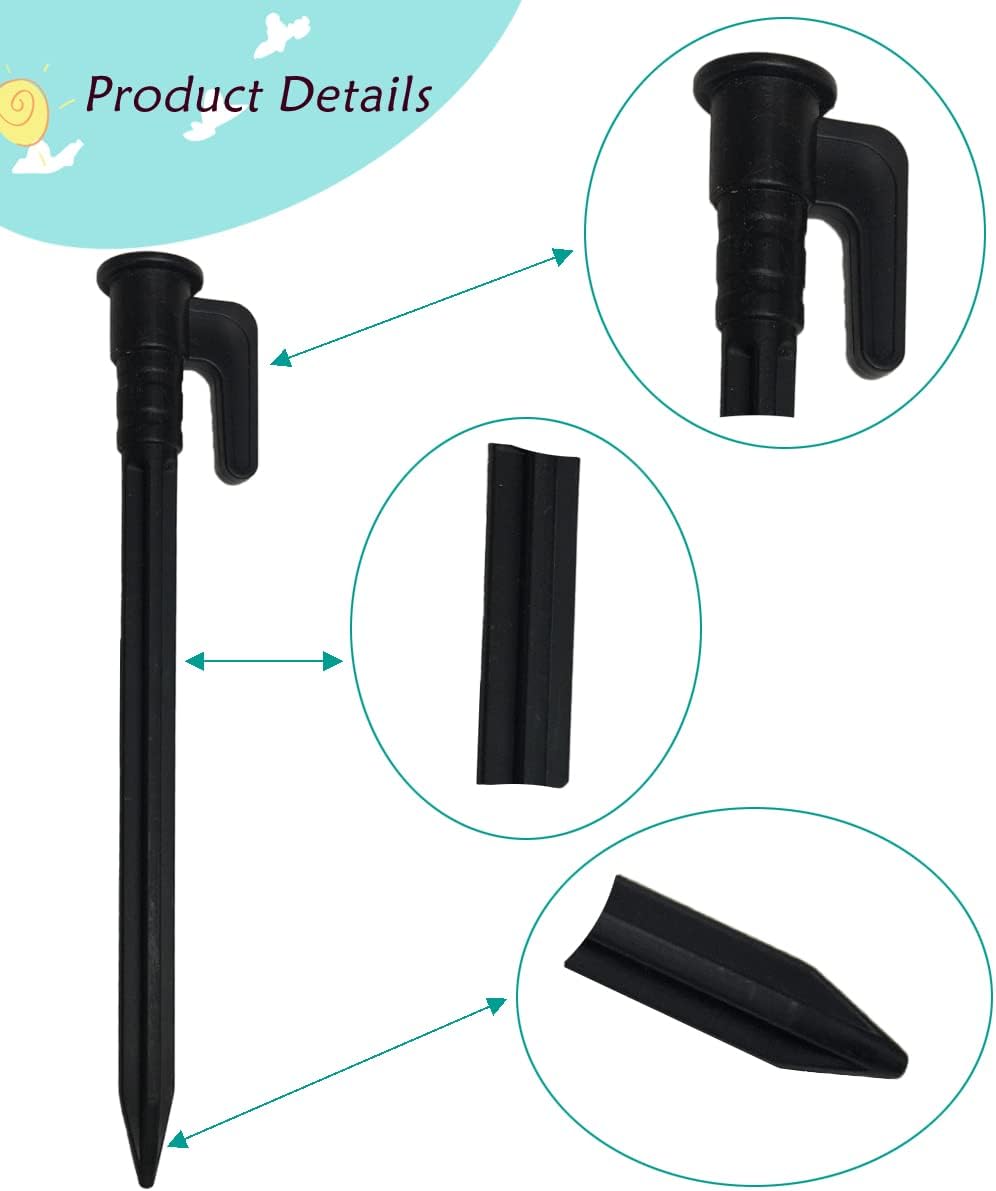 OMYZERO Paquete de 50 estacas de plástico de 5.7 pulgadas, estacas de anclaje de plástico resistentes para tiendas, estacas de arena, estacas de