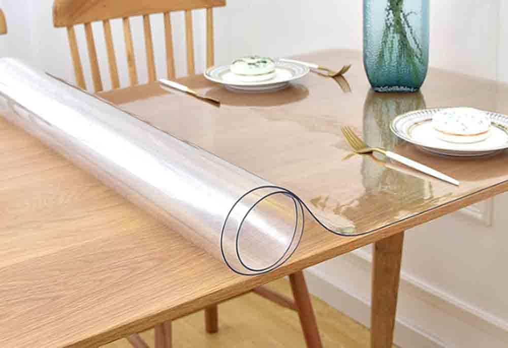 Protector de mantel de vinilo transparente resistente al agua y al aceite, rectangular, de plástico transparente, protector de mantel de escritorio,